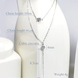 925 Silver Double Chain Necklace Set Crystal Zircon Jewelry