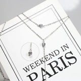 925 Silver Double Chain Necklace Set Crystal Zircon Jewelry
