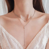 925 Silver Double Chain Necklace Set Crystal Zircon Jewelry