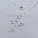 925 Silver Double Chain Necklace Set Crystal Zircon Jewelry