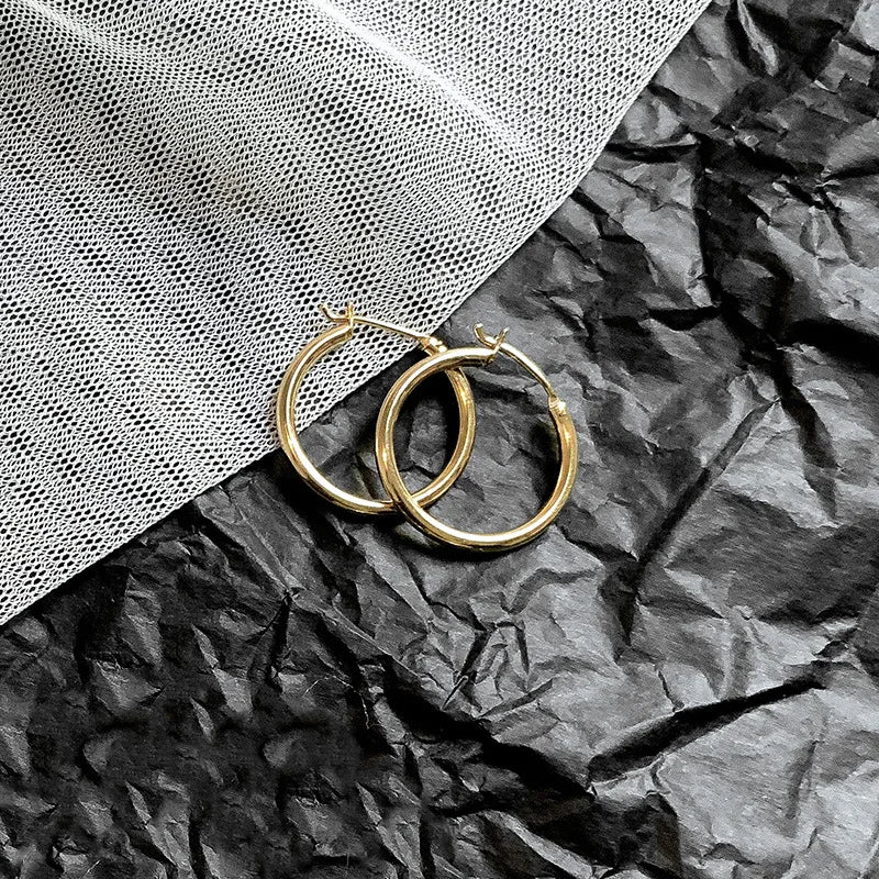 925 Silver Needle Ladies Hoop Earrings Anti Allergy