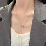 925 Sterling Silver Ceramic Gear Pendant Necklace