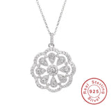 Flower Necklace Pendant 925 Silver High SONA Diamond Women Birthday Gift