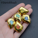 Amethyst Plated Irregular Stone Pendant Charms Jewelry Findings