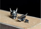 925 Sterling Silver Punk Skull Stud Earrings Vintage Skeleton Earrings