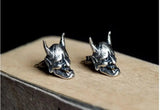 925 Sterling Silver Punk Skull Stud Earrings Vintage Skeleton Earrings