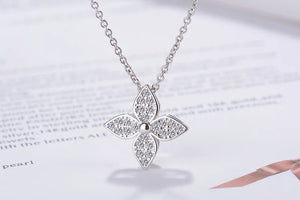 Lucky Flower Platinum Plated Pendant Necklace for Women