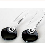 925 Silver Natural Jade Stone Earrings Long 4.5cm