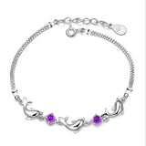 925 Silver Dolphin Zirconia Bracelet - Crystal Fine Jewelry for Women