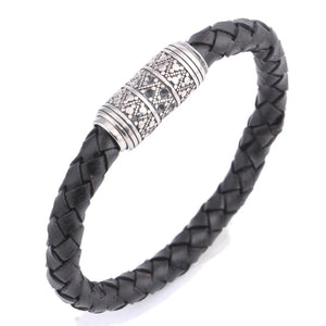 Men's Leather Bracelet Bangle Magnetic Clasp