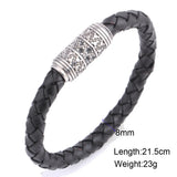 Men's Leather Bracelet Bangle Magnetic Clasp
