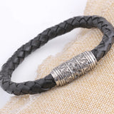 Men's Leather Bracelet Bangle Magnetic Clasp