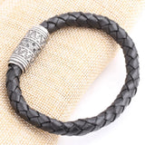 Men's Leather Bracelet Bangle Magnetic Clasp