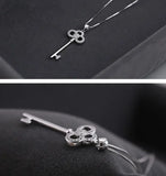 Crystal Key Platinum Plated Pendant Necklace Jewelry