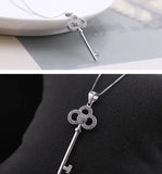 Crystal Key Platinum Plated Pendant Necklace Jewelry