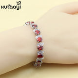 Red Garnet Crystal Chain-Link Bracelet 18+2cm Women