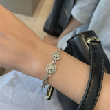 Smile Face Retro 925 Silver Charm Bracelet For Women Christmas
