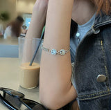 Smile Face Retro 925 Silver Charm Bracelet For Women Christmas