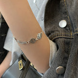 Smile Face Retro 925 Silver Charm Bracelet For Women Christmas
