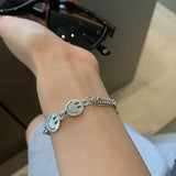 Smile Face Retro 925 Silver Charm Bracelet For Women Christmas