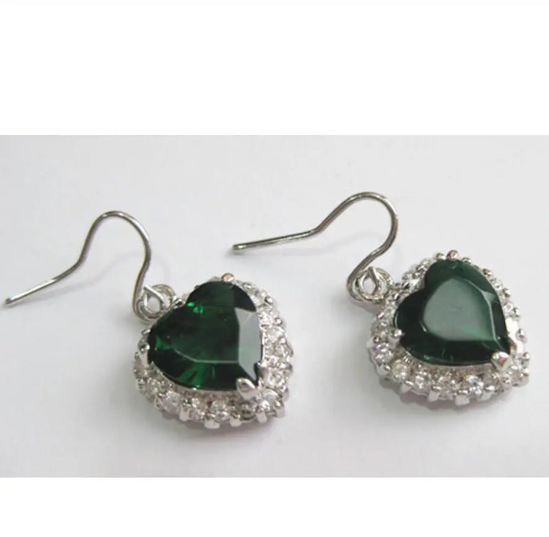 Round Crystal With Heart Earring 10mm