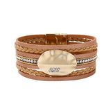 Boho Style Crystal Bead Leather Bracelet for Women