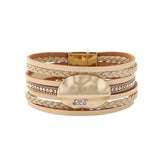 Boho Style Crystal Bead Leather Bracelet for Women
