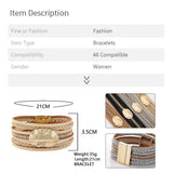 Boho Style Crystal Bead Leather Bracelet for Women