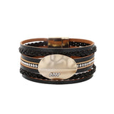 Boho Style Crystal Bead Leather Bracelet for Women
