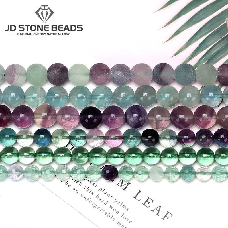 Natural Colorful Fluorite Beads 4 6 8 10 12mm High Beads Ice Gemstone