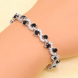 Green Cubic Zirconia CZ Silver 925 Charm Bracelet for Women