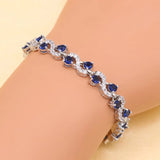 Green Cubic Zirconia CZ Silver 925 Charm Bracelet for Women