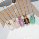 Natural Stone Perfume Bottle Necklace Semi-Precious Pendant Charms