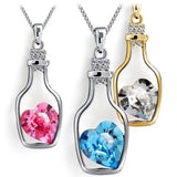 Peach Drift Bottle Crystal Necklace Beach Statement Jewelry