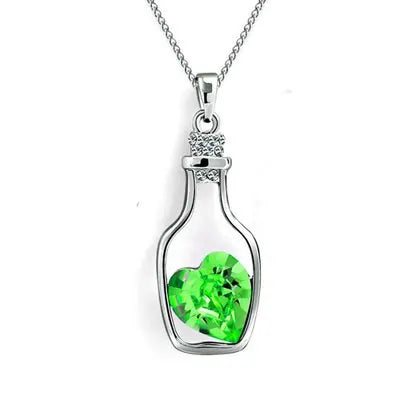 Peach Drift Bottle Crystal Necklace Beach Statement Jewelry