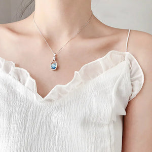 Peach Drift Bottle Crystal Necklace Beach Statement Jewelry