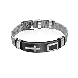 Personality Cross Strap Cuff Bracelet Stainless Steel Gothic Style Bangle