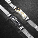 Personality Cross Strap Cuff Bracelet Stainless Steel Gothic Style Bangle