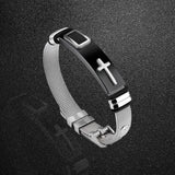 Personality Cross Strap Cuff Bracelet Stainless Steel Gothic Style Bangle