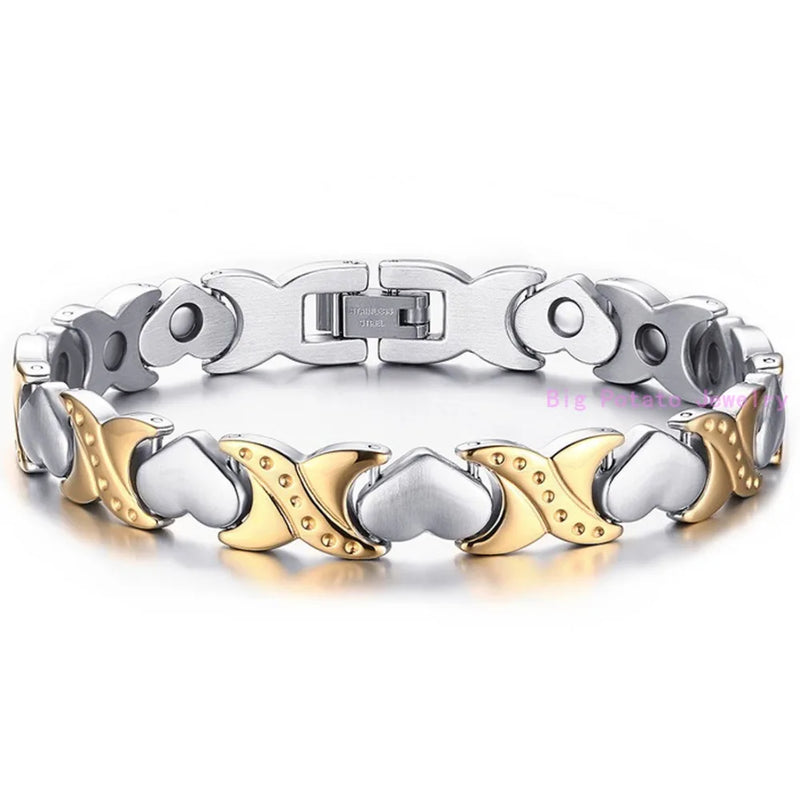 Romantic Heart Bracelet Stainless Steel Women Party Cuff Jewelry