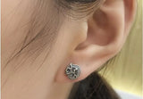 Punk Chameleon Skull Stud Earrings 925 Sterling Silver Rock Skeleton Earrings