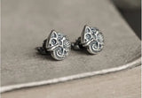 Punk Chameleon Skull Stud Earrings 925 Sterling Silver Rock Skeleton Earrings