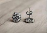 Punk Chameleon Skull Stud Earrings 925 Sterling Silver Rock Skeleton Earrings