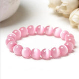 Rainbow 10mm Cat Eye Stone Beads Bracelet Elastic Lucky Friendship Jewelry
