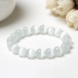 Rainbow 10mm Cat Eye Stone Beads Bracelet Elastic Lucky Friendship Jewelry