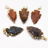 Indian Agate Arrow Head Pendants Raw Stone Healing Charm Necklace 6Pcs