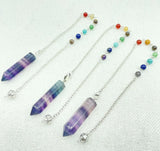 Reiki Healing Pendulum Dowsing 7 Chakra Fluorite Crystal Charm Pendant