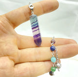 Reiki Healing Pendulum Dowsing 7 Chakra Fluorite Crystal Charm Pendant