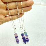 Reiki Healing Pendulum Dowsing 7 Chakra Fluorite Crystal Charm Pendant
