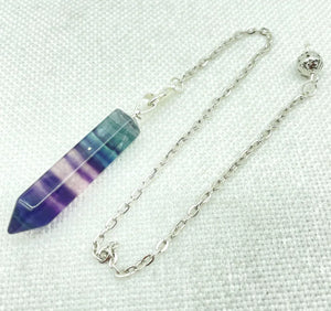 Reiki Healing Pendulum Dowsing 7 Chakra Fluorite Crystal Charm Pendant
